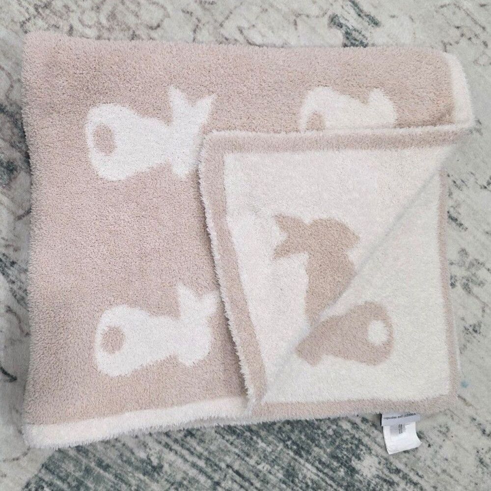 Cupcakes & Cashmere Beige Bunny Print Baby Plush Blanket